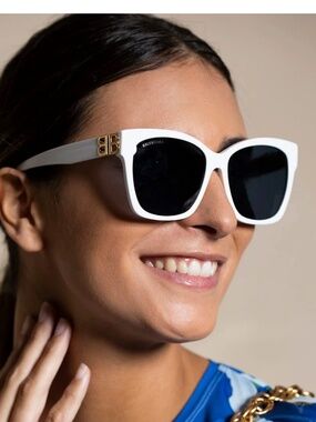 balenciaga LOGO SUNGLASSES - WHITE